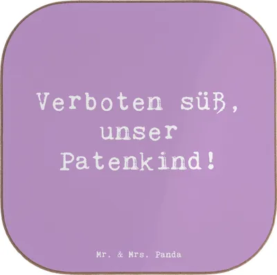 Produktbild von Mr. & Mrs. Panda Untersetzer Glas Spruch Verboten süß Patenkind - Lavendeltraum - Geschenk, bieruntersetzer, Coaster, für Gläser, Familie, Patenschaft, Verwandte, Lächeln