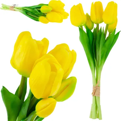 Immagine prodotto di Bouquet di tulipani gommato come la vita realistica giallo