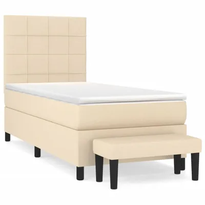 Produktbild von Boxspringbett mit Matratze Creme 90x200 cm Stoff