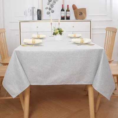 Produktbild von Famanu Tischdecke mit Leinenlook - wasserabweisend, rechteckig, 140 x 240 cm, hellgrau