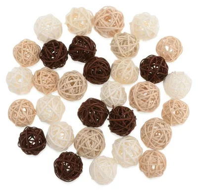 Image de Boules en rotin, 40 pièces, multicolores, 3 cm, pour oiseaux et projets de bricolage
