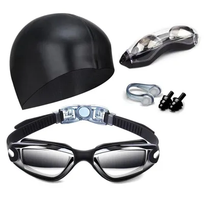 Produktbild von Schwimmbrille Anti-Fog Für Erwachsene Badekappe Taucherbrille Herren Damen