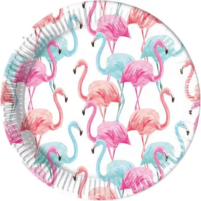 Produktbild von 8 Papp Teller Tropical Flamingo Party