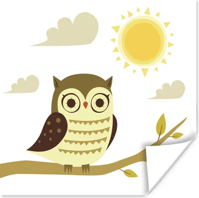Produktbild von MuchoWow® Poster Illustration einer Eule bei Tag 75x75 cm - Wand Dekoration