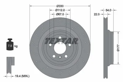 Obrázok produktu pre 2 zadné brzdové kotúče Textar pre Mercedes triedy M W166 s AMG
