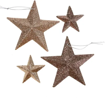 Produktbild von Glitzerstern Gold Mix Weihnachtsdeko Christbaumschmuck 18 Stück