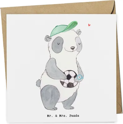 Produktbild von Mr. & Mrs. Panda Glückwunschkarte Fußballtrainer Herz - Weiß - Geschenk, Klappkarte, anlasskarte, Grußkarte, faltkarte, Fußballspiel, doppelkarte, Glücksbringer