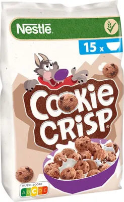 Zdjęcie produktu dla Nestlé Cookie Crips Zbożowe Płatki W Kształcie Ciasteczek O Smaku Czekoladowym 450 G