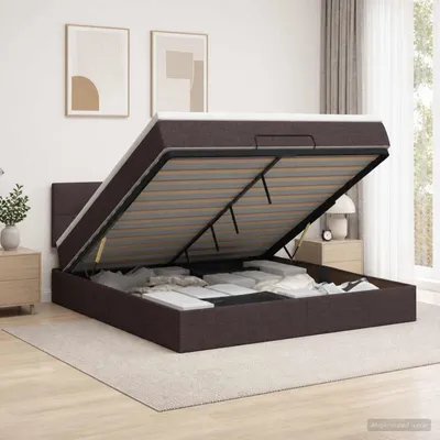 Obrázok produktu pre Maison Exclusive – Posteľ v osmanskom štýle s matracom a LED osvetlením, tmavohnedá, 140 x 200 cm