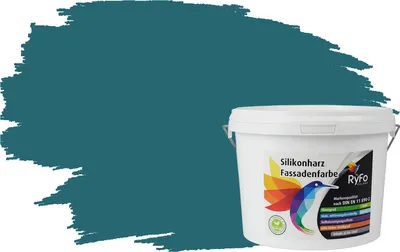 Produktbild von RyFo Colors Silikonharz Fassadenfarbe Lotuseffekt Trend Niagaragrün 3l - bunte Fassadenfarbe, weitere Grün Farbtöne und Größen erhältlich, Deckkraft Klasse 1