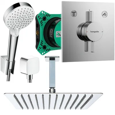 Produktbild von Hansgrohe und Jowi Duscharmatur Unterputz Duschsystem mit Kopfbrause, DuoTurn E Duscharmatur, Deckenanschluss