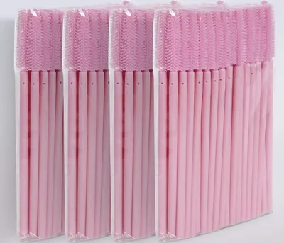 Produktbild von Wimpernverlängerung Wimpernbürste Wimpernbürstchen Mascara Bürste Silikon Pink, 200 Stück