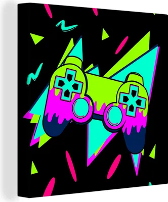 Produktbild von MuchoWow® - Leinwandbilder - Gaming - Controller - Schwarz, Wandbild, Wanddeko Bilder Wohnzimmer, 90x90 cm