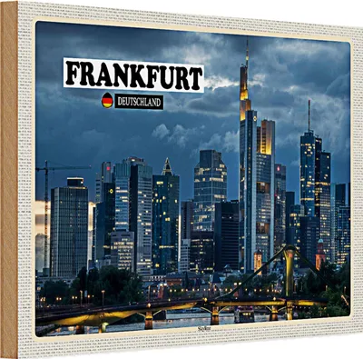 Produktbild von Holzschild Städte Frankfurt Skyline Wolkenkratzer 30x20cm