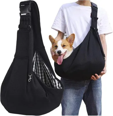 Produktbild von Famanu Tragetasche für kleine Hunde bis 10 kg - Schwarze Hundetasche für Spaziergänge