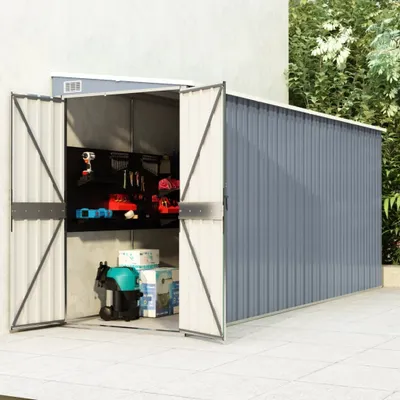 Produktbild von vidaXL Anbauschuppen Grau 118x382x178 cm Verzinkter Stahl
