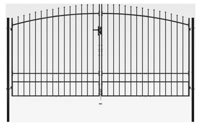 Produktbild von Doppeltor Einfahrtstor Hoftor doppelflügeltor Gartentor Metall Zauntor Gartentür mit Schloss und 3 Schlüsseln - 400 x 248 cm