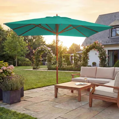 Mendler Ombrellone Rotondo HWC-C57: 3m, Legno E Alluminio, Tessuto 300g/m², Arancione, Resistente UV