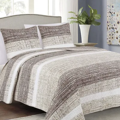 Produktbild von Prehoz na posteľ + 2 obliečky na vankúš 40x40 cm (sada 3 TLG) Tavira, prikrývka, prehoz na posteľ, rozmer: 220x240 cm, farba: béžová, ecru, hnedá