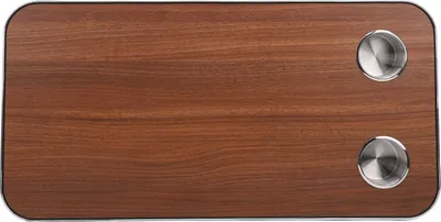 Zdjęcie produktu dla Blat z litego drewna z 2 uchwytami na kubki ze stali nierdzewnej do przyczep, kamperów, jachtów, pokładów łodzi, 800 x 400 mm, brązowy