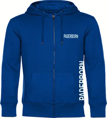 Produktbild von multifanshop Kapuzen Sweatshirt Jacke - Paderborn - Brust & Seite, blau, Größe M