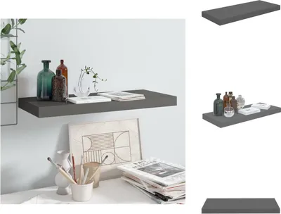 Image de vidaXL Étagère suspendue gris brillant 60x23,5x3,8 cm MDF - Étagères murales
