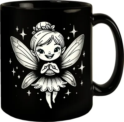 Produktbild von Zauberhafte Märchenfigur Fee Tasse schwarz in Schwarz