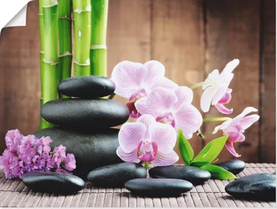 Produktbild von ARTland Poster Spa Konzept Zen Steinen Orchideen Größe: 60x45 cm