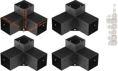 Immagine prodotto di Set di staffe angolari, Acciaio al carbonio resistente, facile installazione, 4 pezzi da 4x4 pollici