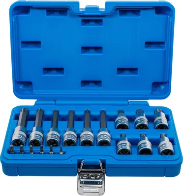 Image de BGS Jeu de douilles à embout Entraînement Carré intérieur 6,3 mm (1/4") / 12,5 mm (1/2") Profil en T (pour Torx) 18 pces - 5173