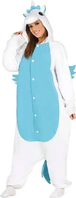Immagine prodotto di Unicorno Kigurumi Costume di Carnevale Azzurro Tuta Ali Cappuccio Magico Immaginario Mondo Unicorno Loungewear Sogni Avventura Peluche Creativo, Taglia: 42 - 44 (L) Colore: Blu