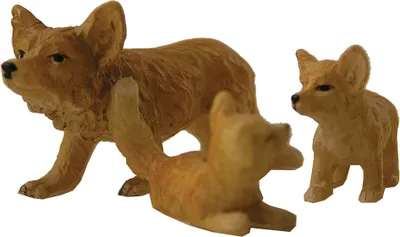 Produktbild von Fuchsfamilie 3 Tlg aus Polyresin, handbemalt. Zu 8 cm. Krippenfiguren.