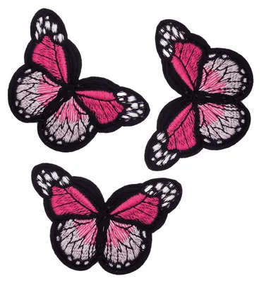 3 Schmetterling Aufbügler, Applikation himbeer
