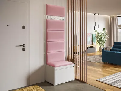 Obrázok produktu pre Predsieňová stena s nástennými čalúnenými panelmi CLENZE 5 - biela / ružová