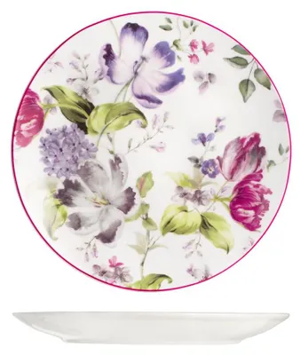 12 Obstteller aus Porzellan, Blumenmuster, 20 cm, spülmaschinenfest