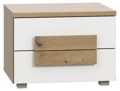 Nachtkommode ARKINA Nachttisch mit 2 Schubladen in Artisan Eiche