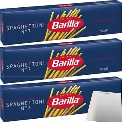Produktbild von Barilla Nudeln Spaghettoni No.7 3er Pack (3x500g Packung) + usy Block