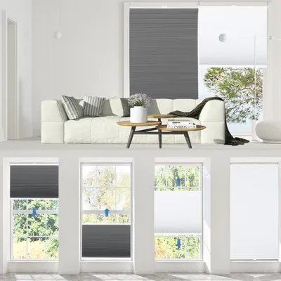 Produktbild von Sekey Wabenplissee ohne Bohren 50×100 cm Doppelplissee Grau-Weiß Plissee Klemmfix 100% Verdunklung & Sonnenschutz Faltrollo Klemmfix für Fenster & Tür