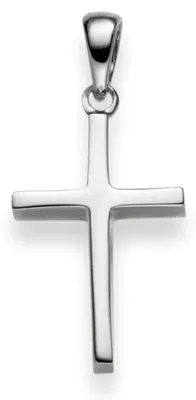 Produktbild von Anhänger Kreuz 25x12mm aus 585 Gold Weißgold Halsschmuck schlicht massiv