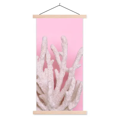 Produktbild von MuchoWow® Textilposter Koralle - Rosa - Sommer 60x120 cm mit holzfarbenen Rahmen - Holz