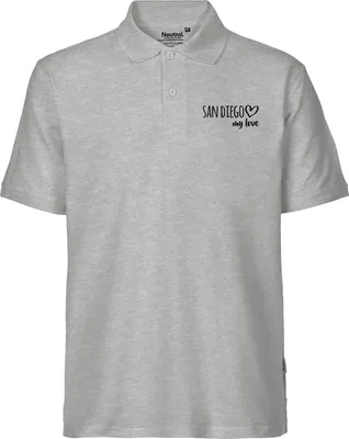 Produktbild von Huuraa Herren Polo Shirt San Diego my love M Sport Grey Bio Baumwolle Fairtrade Poloshirt Geschenkidee