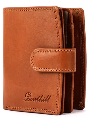 Produktbild von Benthill Damen Geldbörse Echt Leder - Geldbeutel mit RFID Schutz - Portemonnaie mit viele Kartenfächer - Echtleder Vintage Damenbörse inkl. Geschenkbox