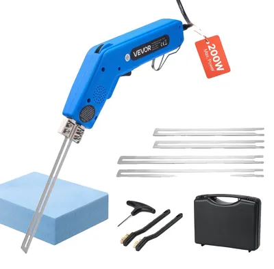 Obrázek produktu pro VEVOR řezačka na pěnový polystyren, 200 W Styrocutter, nastavitelná řezačka na pěnový polystyren s noži 150 mm a 200 mm pro řezání KT desek, polyetylenu, houby, pryže - součástí balení je i box na nářadí