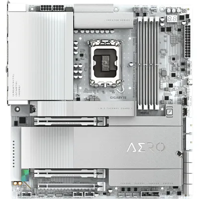 Produktbild von GIGABYTE Z890 AERO D Motherboard - Unterstützt Intel Core Ultra (Serie 2) CPUs, 16+1+2 Phasen VRM, bis zu 9500MHz DDR5 (OC), PCIe 5.0 M.2, Wi-Fi 7, Thunderbolt 5, Intel, LGA 1851 (Socket V1), Intel Core Ultra (Series 2), LGA 1851, DDR5-SDRAM, 256 GB