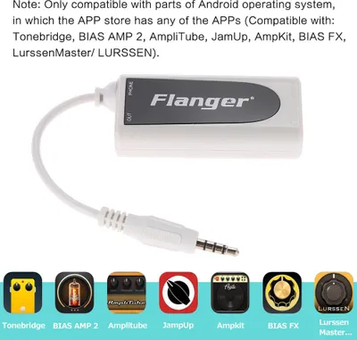 Image de Flanger FC-21 Guitar Connector Converter Electric Guitar Bass to Mobile Phone Tablet Adapter Compatible with iOS Phones Tablets Android Smartphone Tablet with 3.5mm Audio Plug