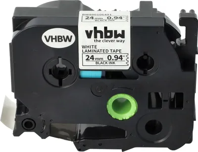Produktbild von vhbw Schriftband-Kassette kompatibel mit Brother P-Touch PT-P750W, PT-P750WVP, PT-E800W, PT-E850TKW Etiketten-Drucker 8m x 24mm Schwarz auf Weiß