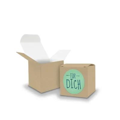 Produktbild von SET FÜR DICH (Motiv9) 24x Faltschachtel Würfel 5cm BRAUN + Sticker