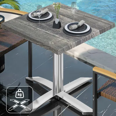 Produktbild von WTG | Bistro Außen Tisch | B: T: H: 60 x 60 x 75,5 cm | Rustikal Kiefer / Aluminium | Quadratisch | Zusatzgewicht | Bistro Tisch Gastro Tisch