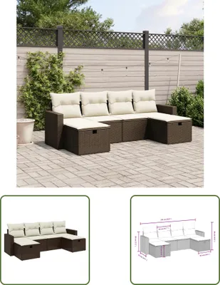 Produktbild von The Living Store 6-tlg. Garten-Sofagarnitur mit Kissen Braun Poly Rattan