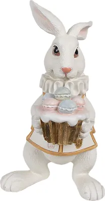 Produktbild von Clayre & Eef Figur Kaninchen 14 cm Weiß Goldfarbig Polyresin